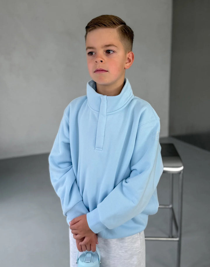 Kids Snap Collar Sierra Sweatshirt in Glacial Blue