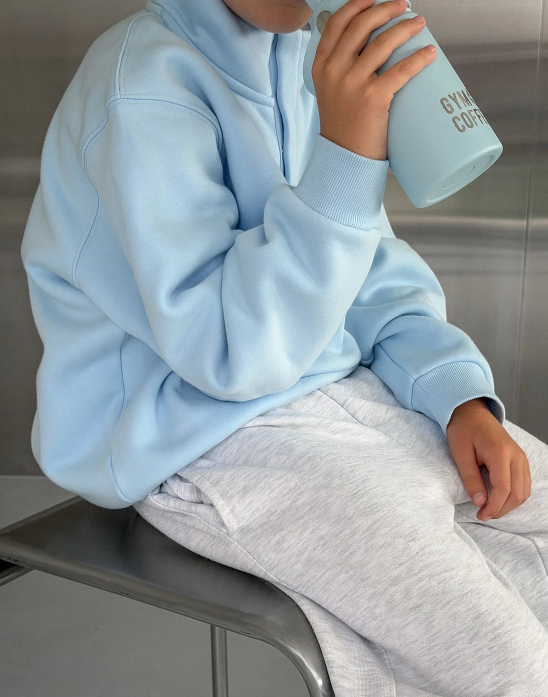 Kids Snap Collar Sierra Sweatshirt in Glacial Blue