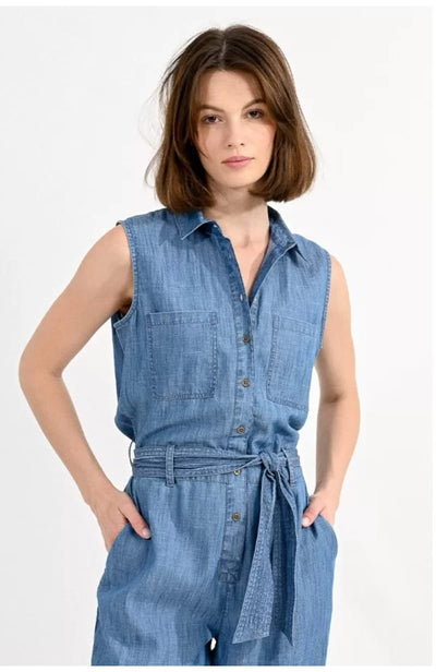 Denim Sleeveless Jumpsuit