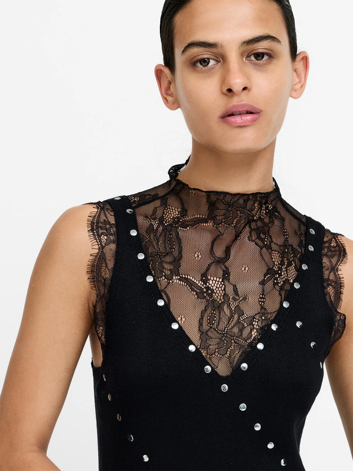 Mari Studded Lace Dress