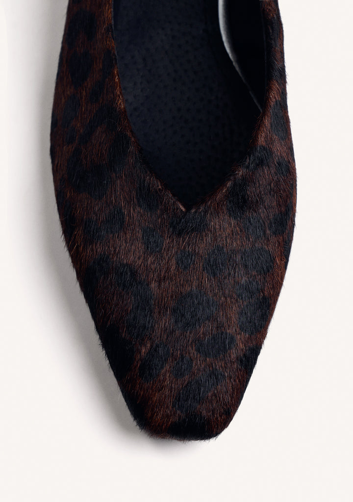 Leather Animal Print Ballet Flats