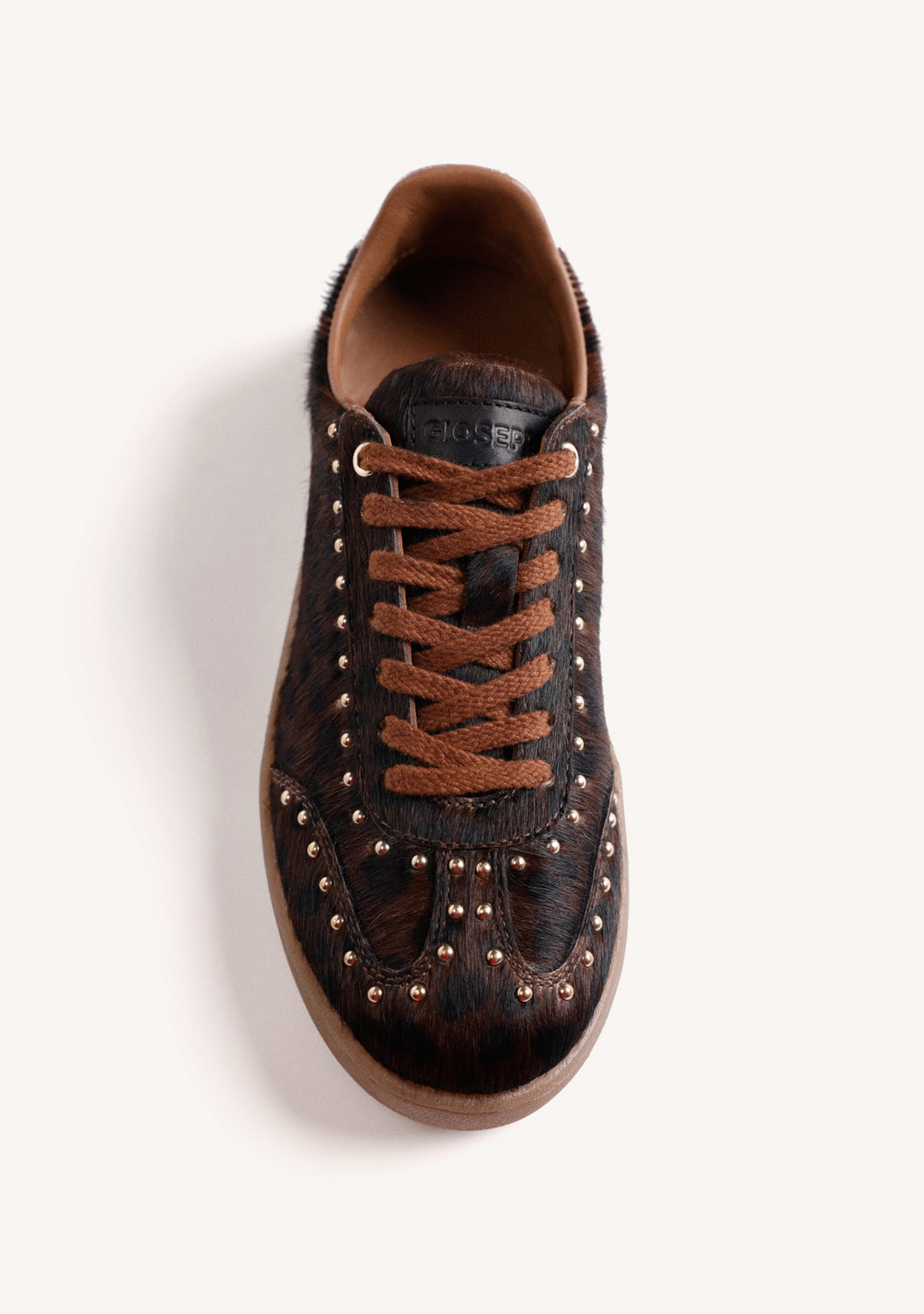 Leather Animal Print Studded Trainers
