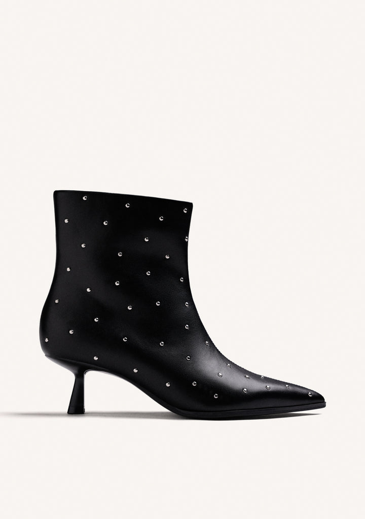Black Diamante Kitten Heel Boot
