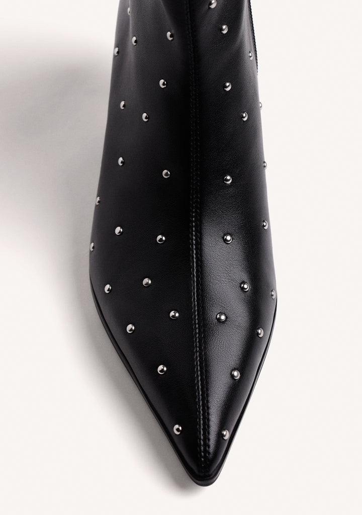 Black Diamante Kitten Heel Boot