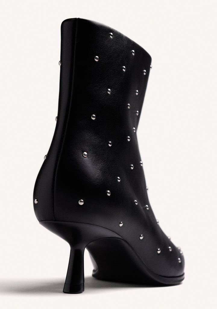 Black Diamante Kitten Heel Boot