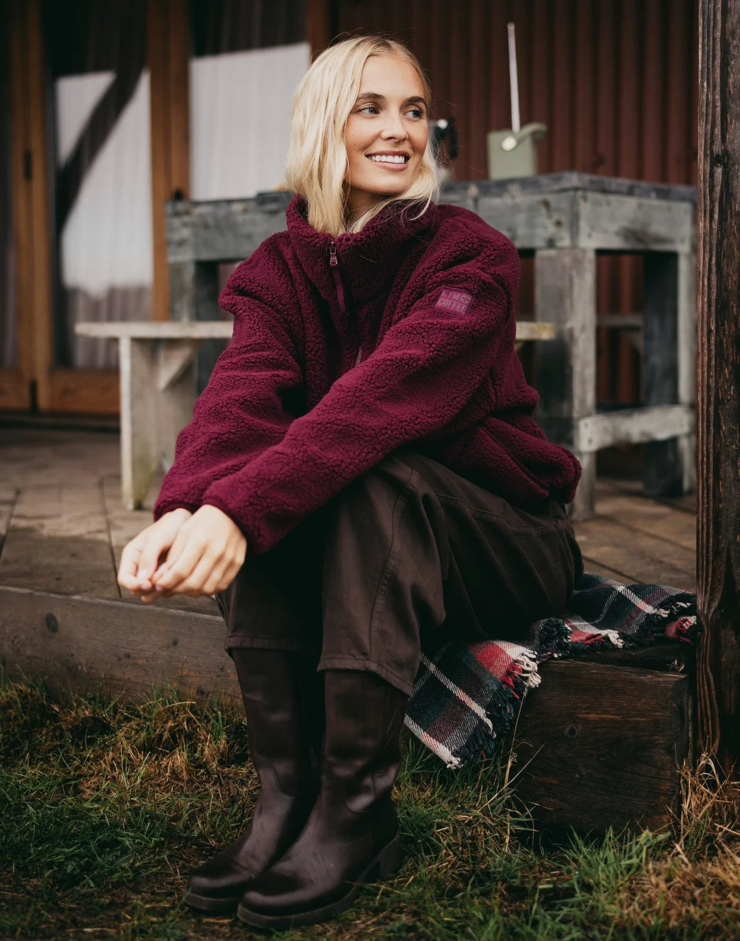 Industry Fleece High Collar Jacket Cherry Crush