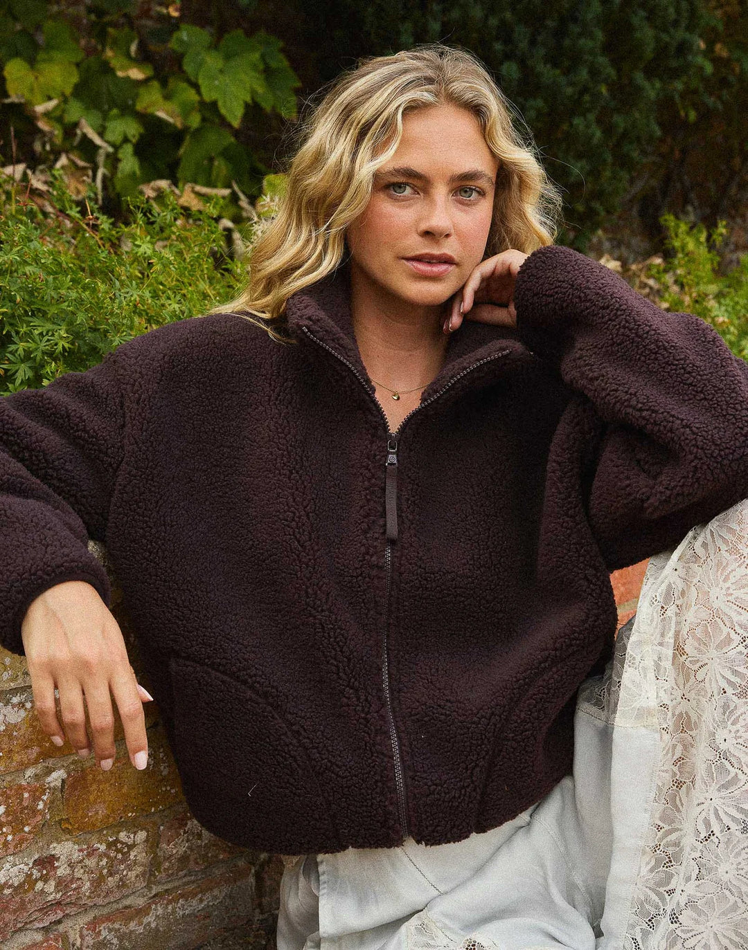 Industry Fleece High Collar Jacket Mocha Bean