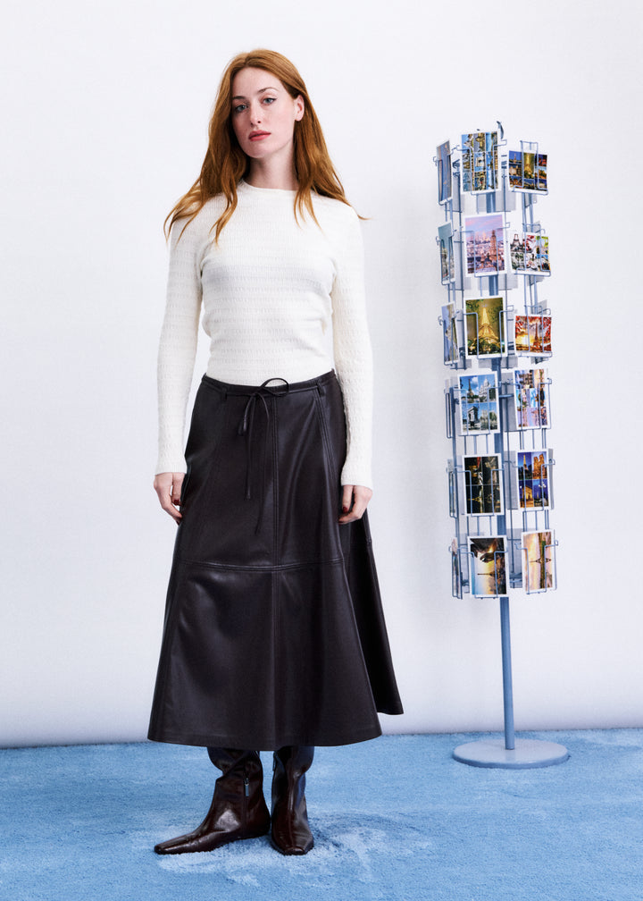 Wine Leather Skirt