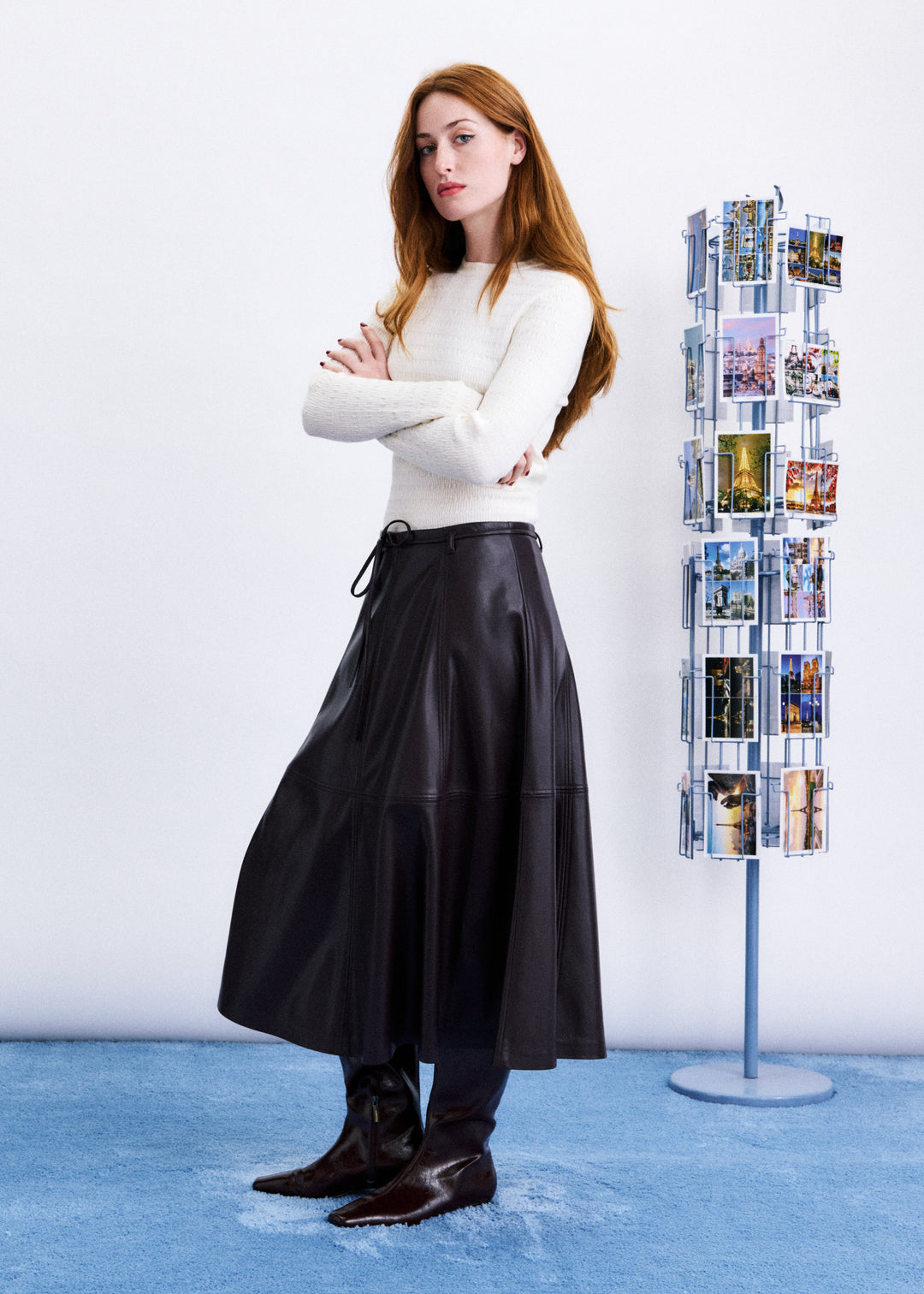 Wine Leather Skirt