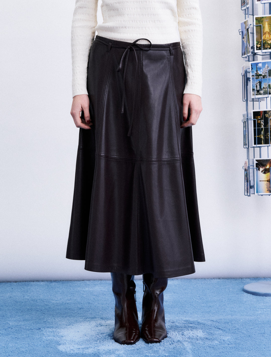 Wine Leather Skirt