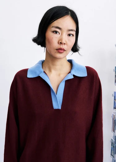 Wine Knitted Polo