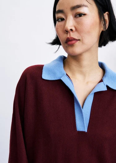 Wine Knitted Polo
