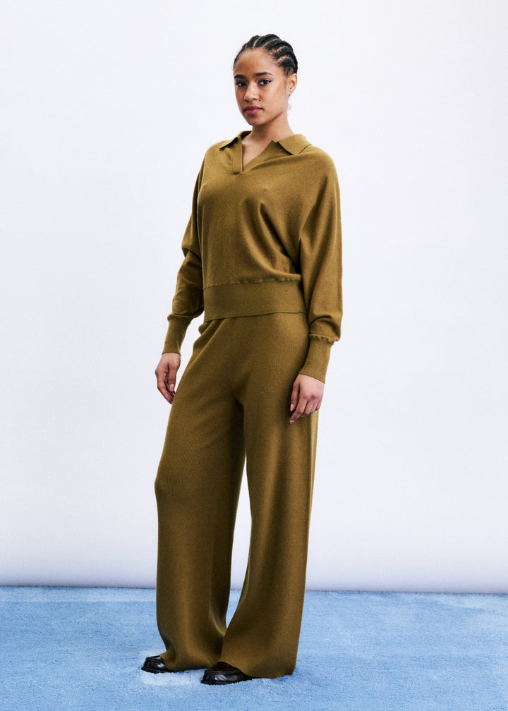 Olive Polo Knit