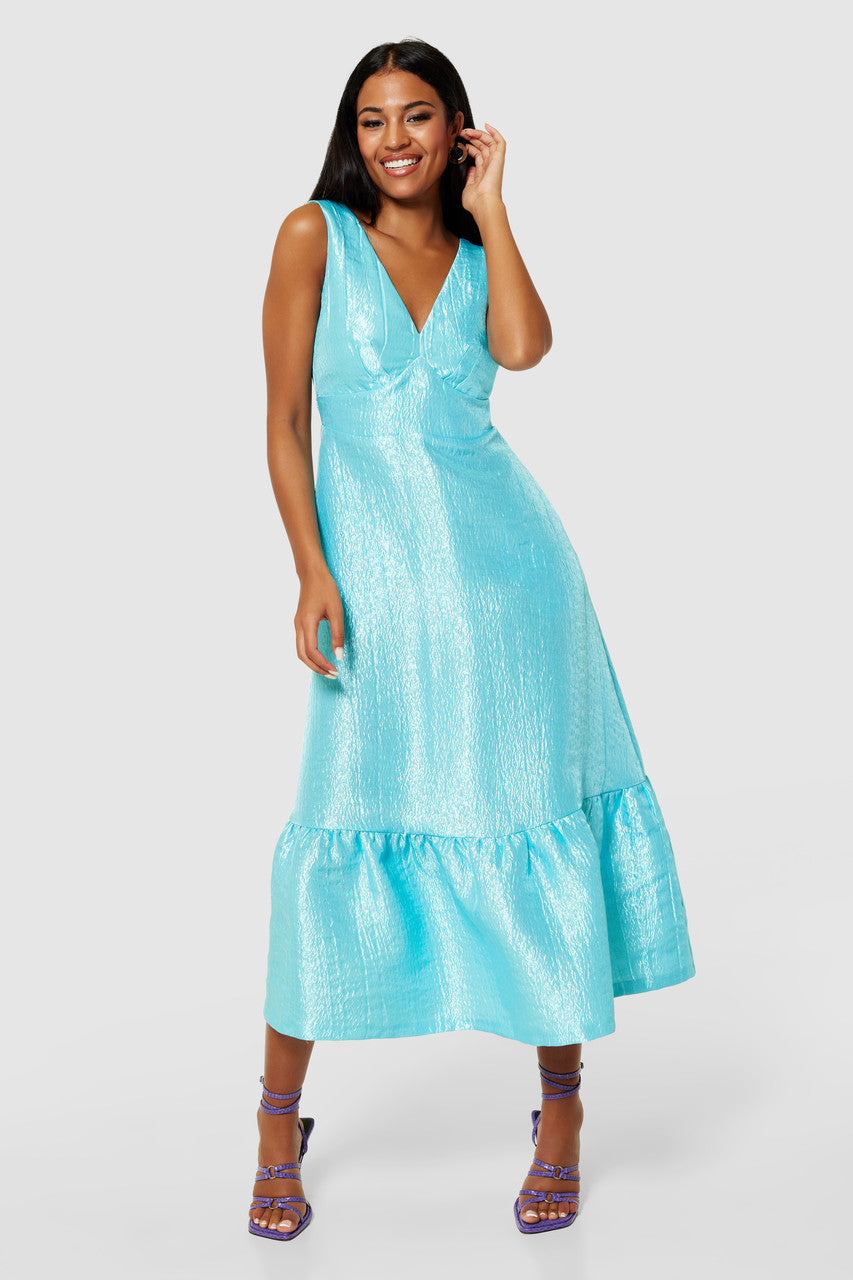 AQUA CRINKLE DRESS