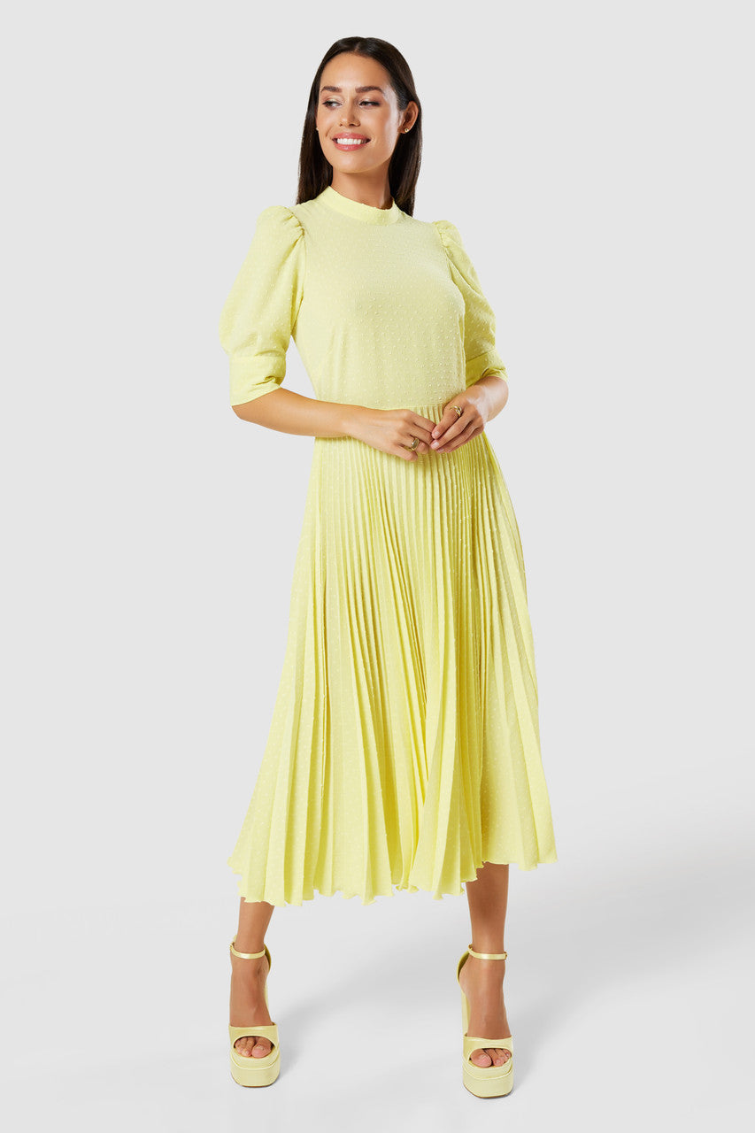 Lemon Pleated Dress