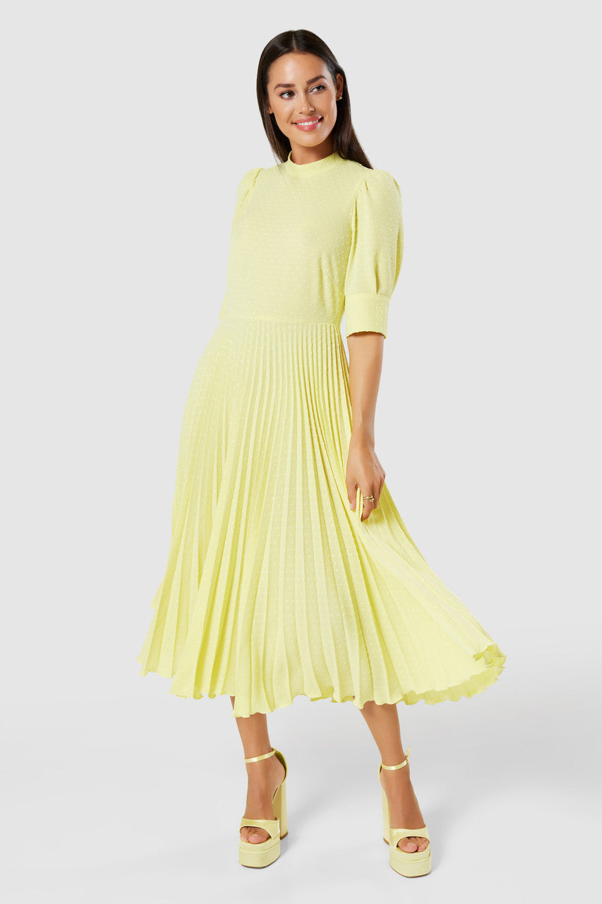 Lemon Pleated Dress