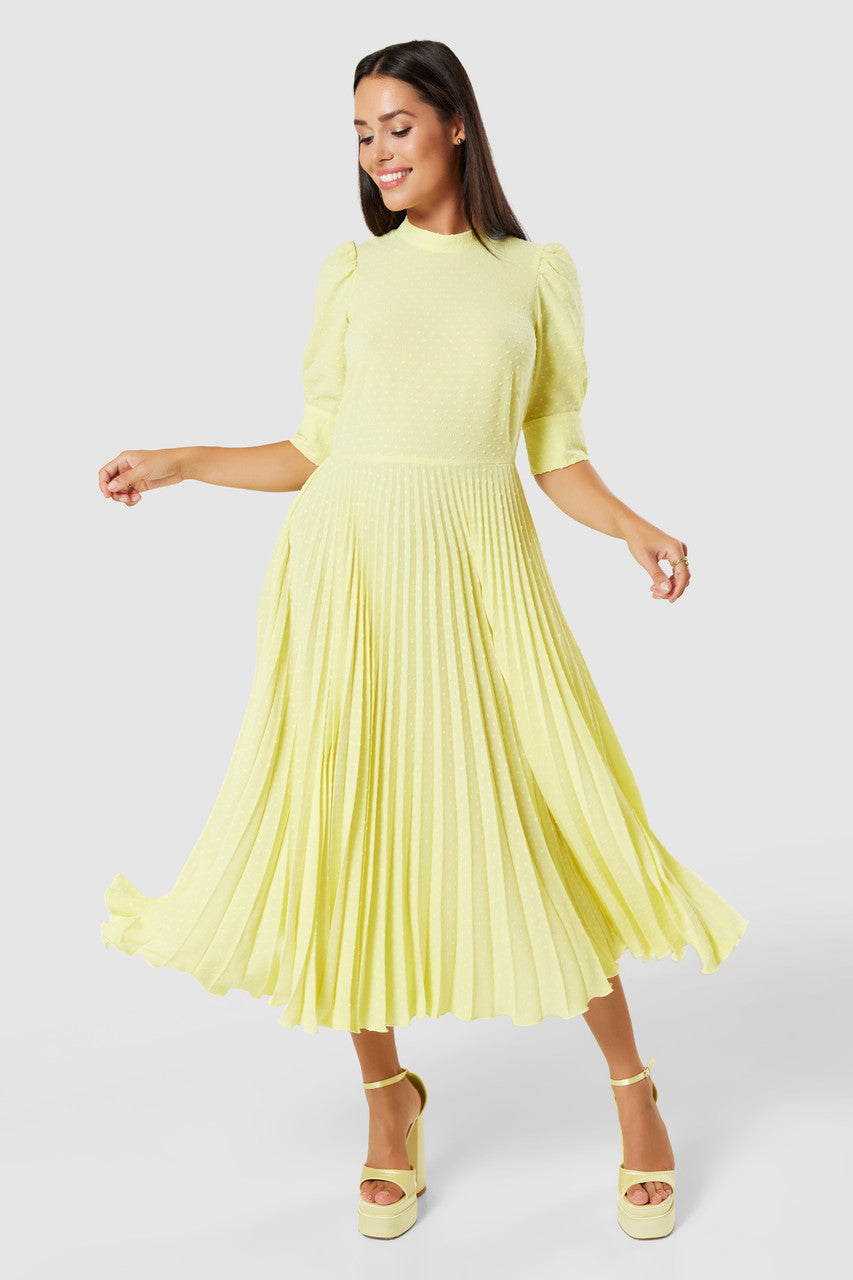 Lemon Pleated Dress