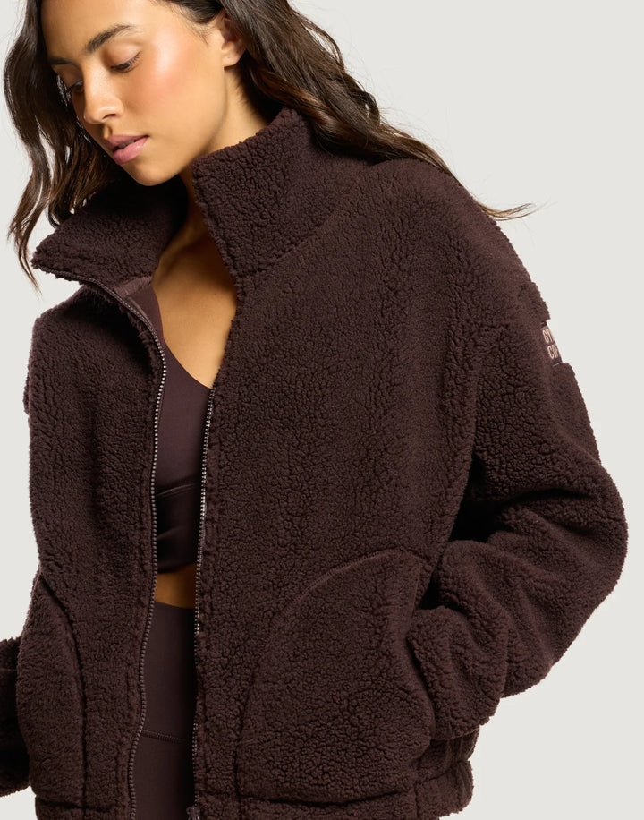 Industry Fleece High Collar Jacket Mocha Bean