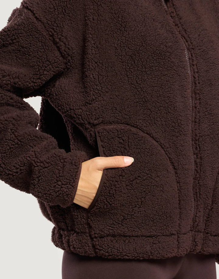Industry Fleece High Collar Jacket Mocha Bean