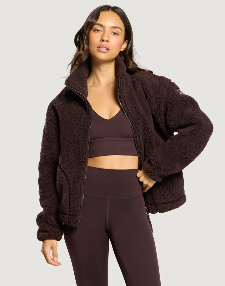 Industry Fleece High Collar Jacket Mocha Bean