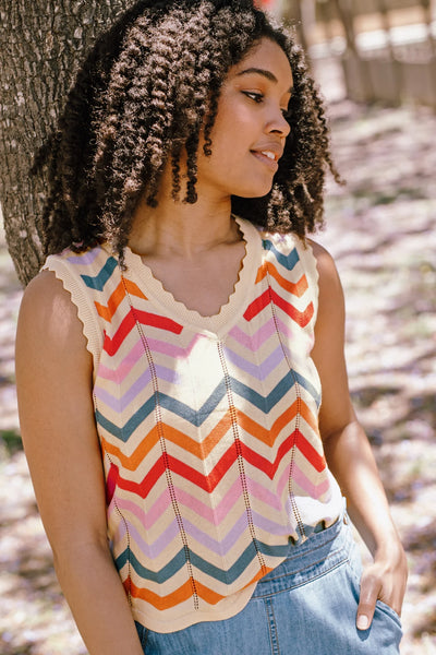 Rosy V-Neck Knit Vest
