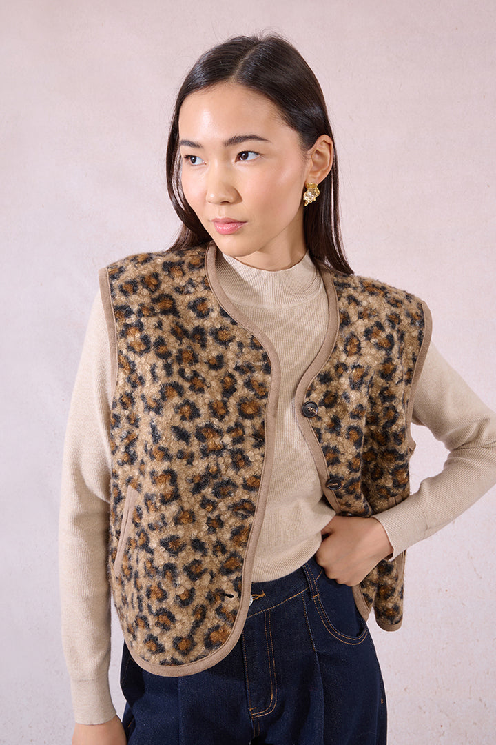 Fur Effectt Sleeveless Jacket