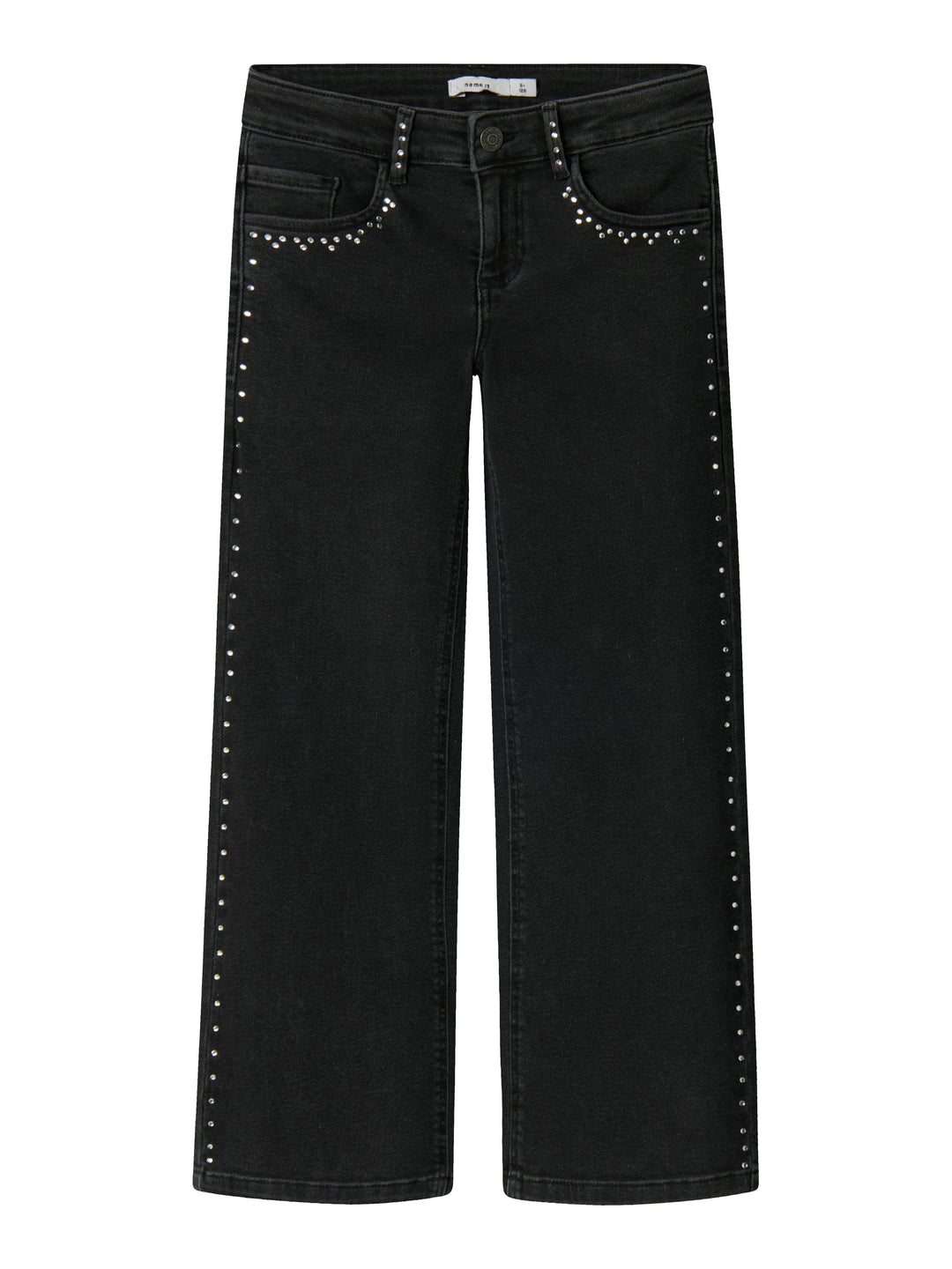 Rose Wide Rhinestone Jeans