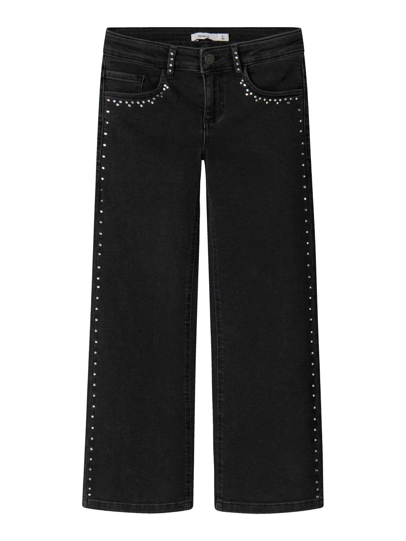Rose Wide Rhinestone Jeans