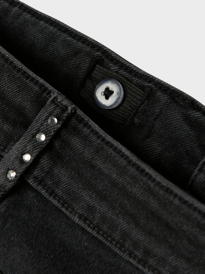 Rose Wide Rhinestone Jeans