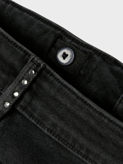 Rose Wide Rhinestone Jeans