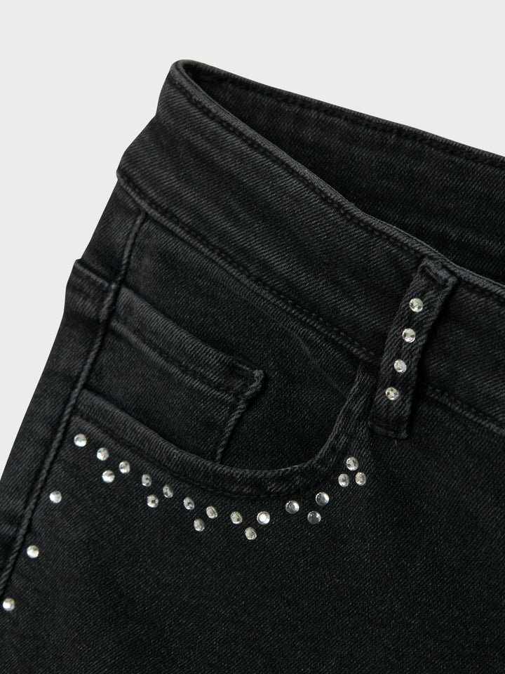 Rose Wide Rhinestone Jeans