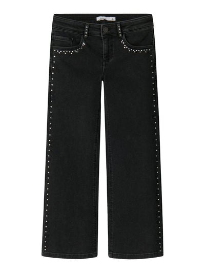 Rose Wide Rhinestone Jeans