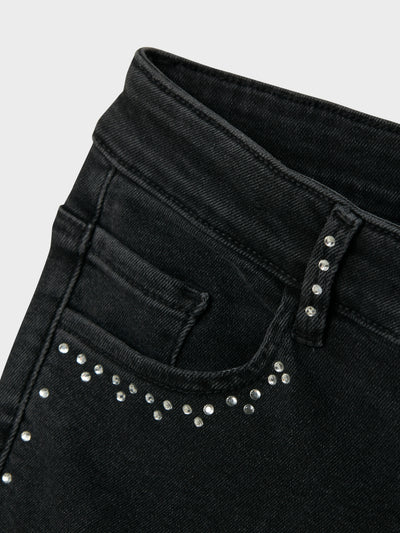 Rose Wide Rhinestone Jeans