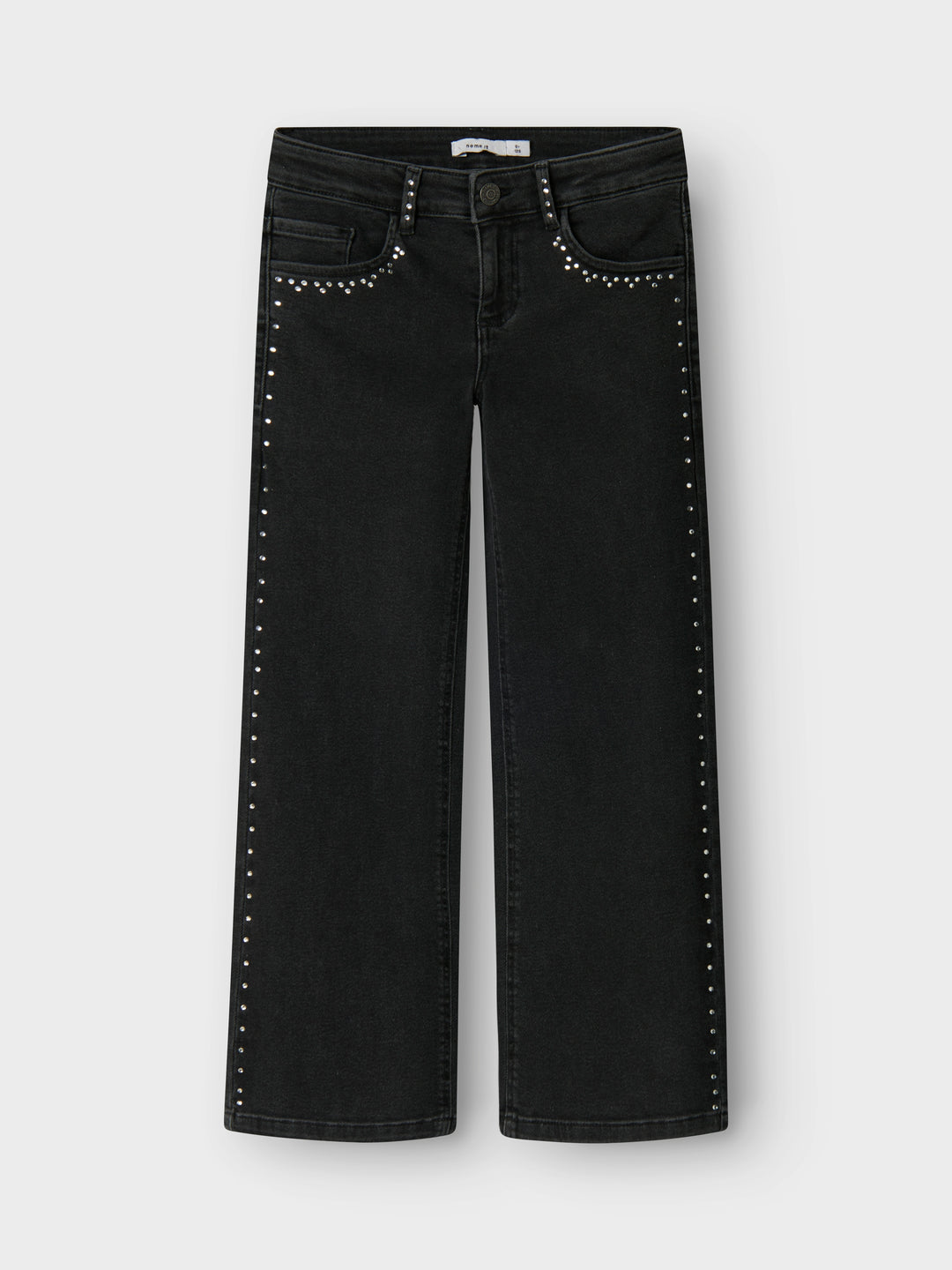 Rose Wide Rhinestone Jeans