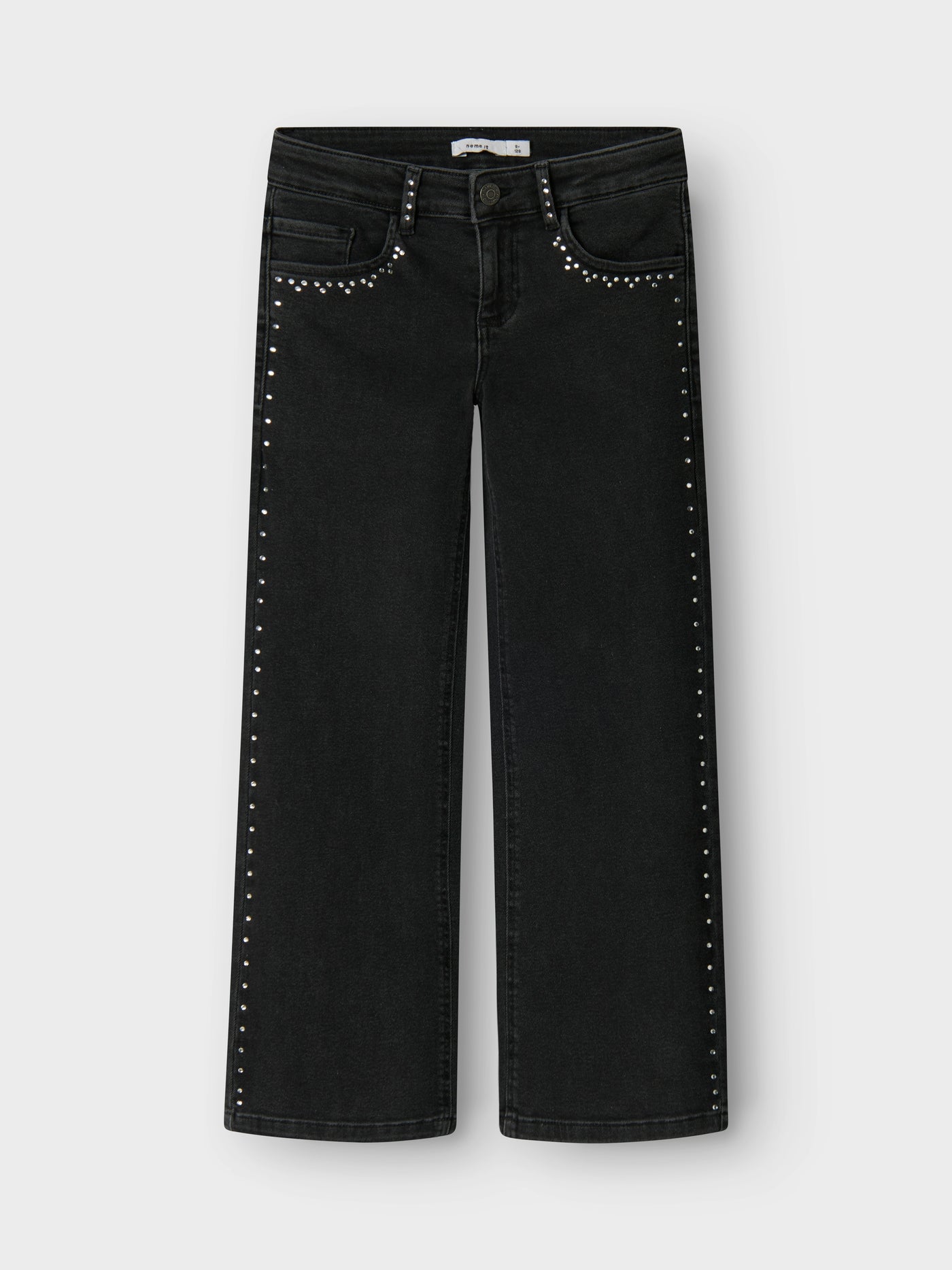 Rose Wide Rhinestone Jeans