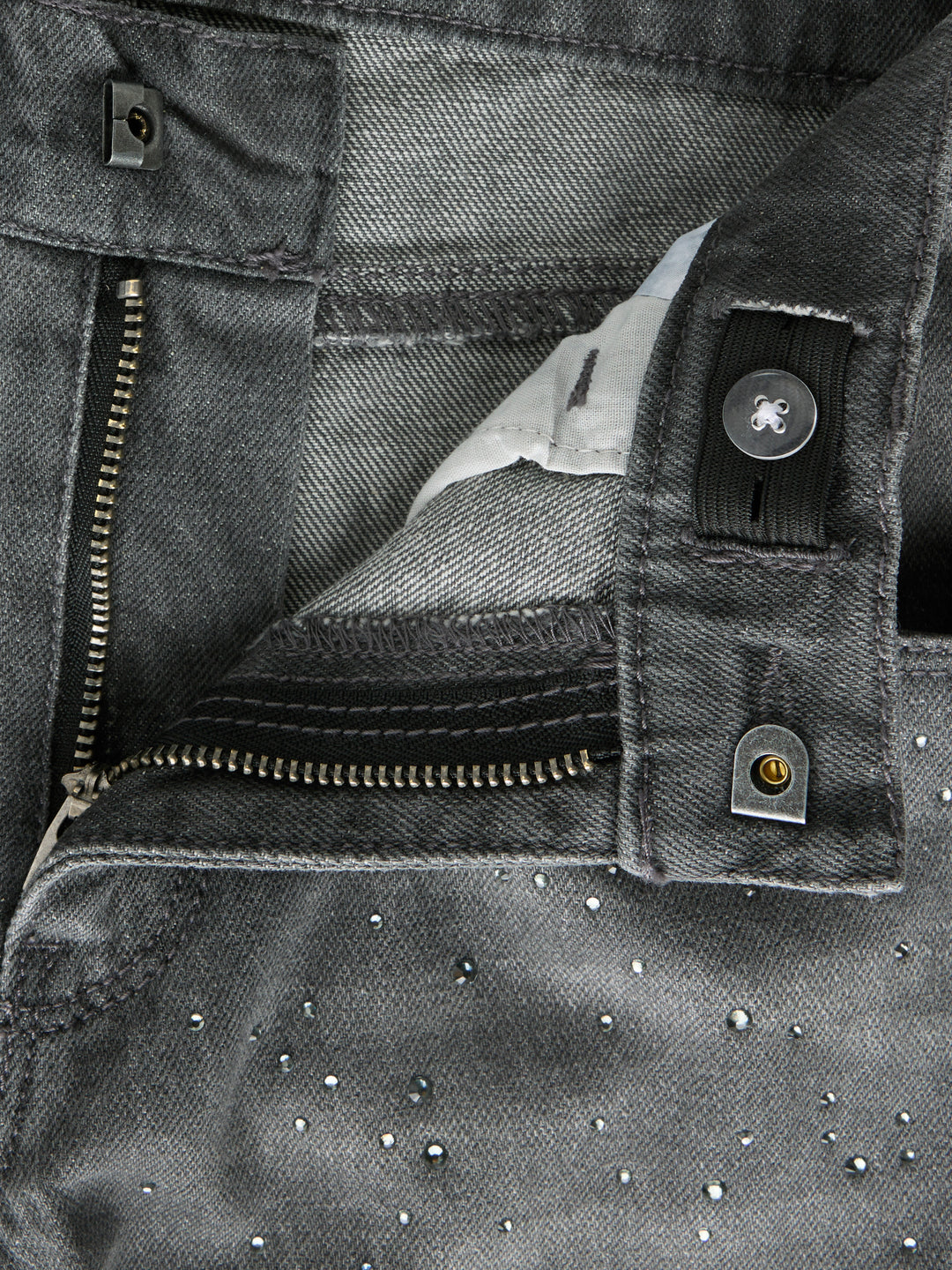 Bella Rhinestone Grey Wide Leg Jeans
