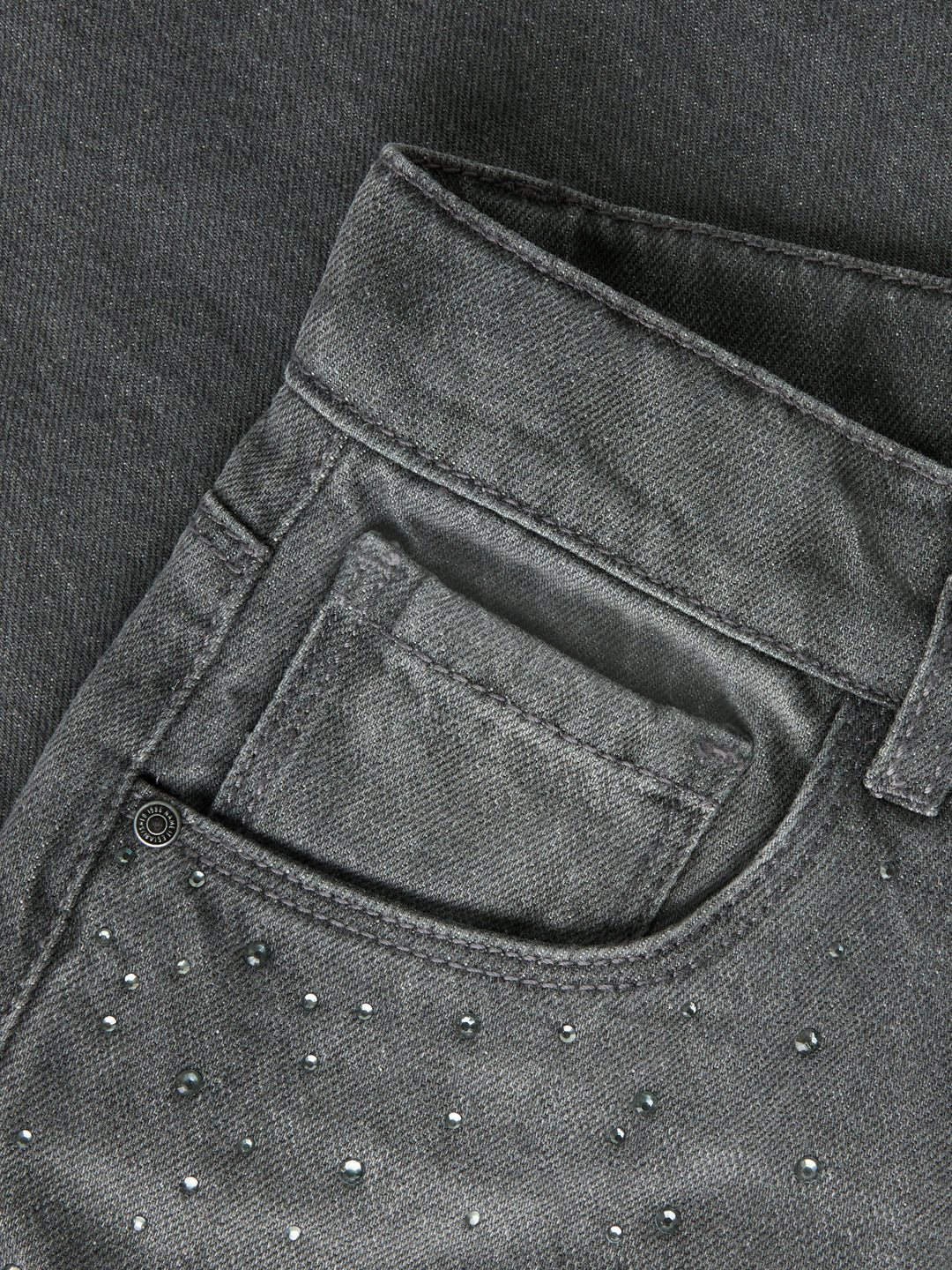 Bella Rhinestone Grey Wide Leg Jeans