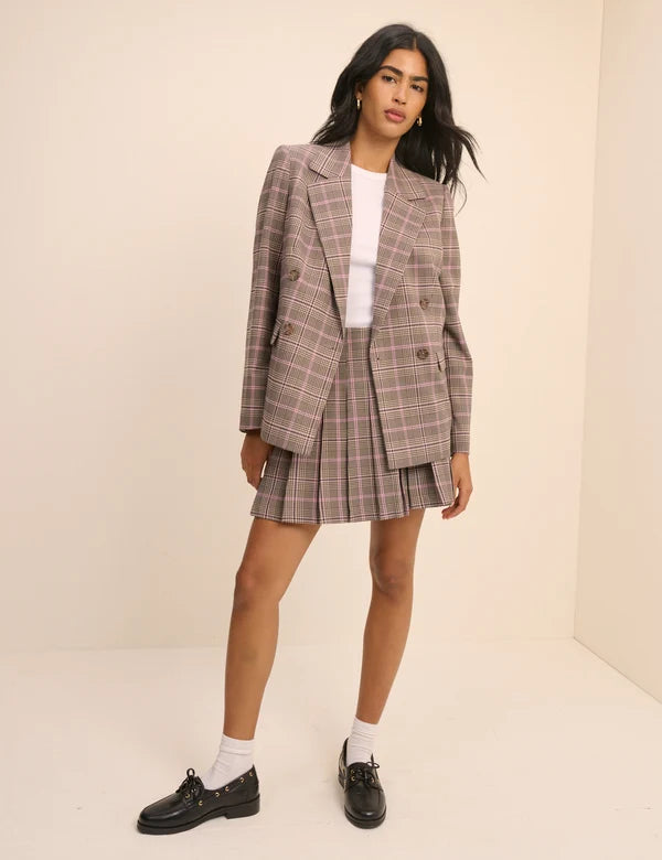 Brown Check Double Breasted Alicia Blazer
