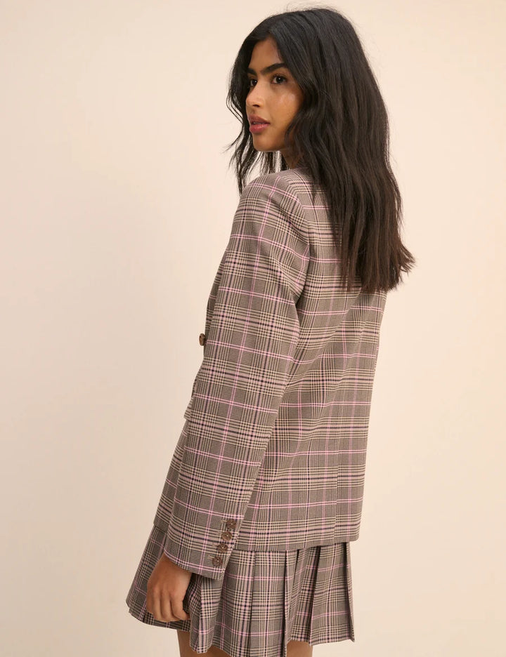 Brown Check Double Breasted Alicia Blazer