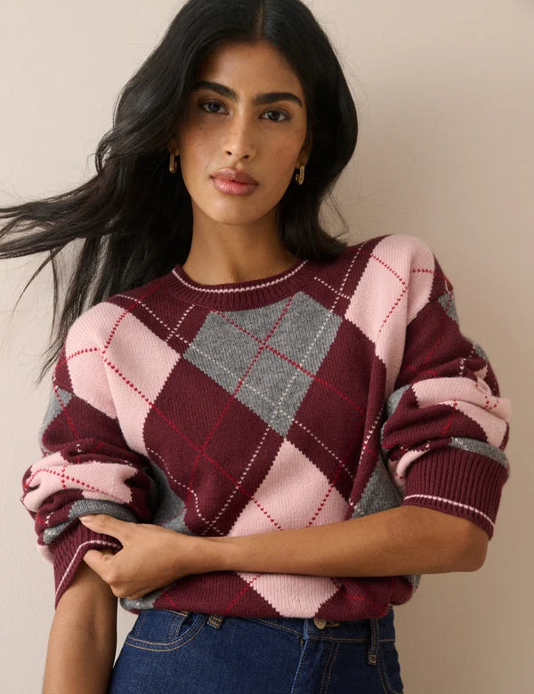 Oversized Argyle Jumper