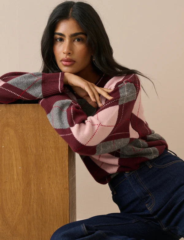 Oversized Argyle Jumper