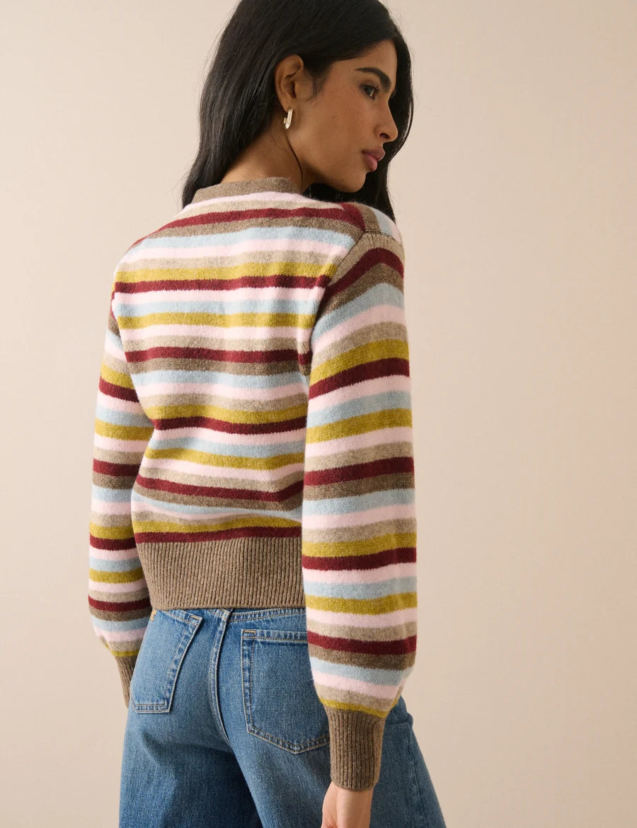 Stripe Neck Tie Cardigan