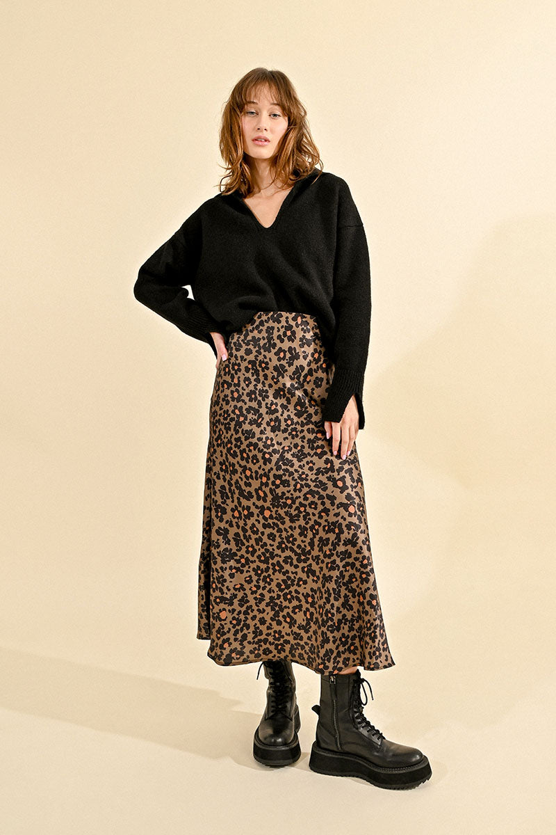 Khaki Floral Skirt