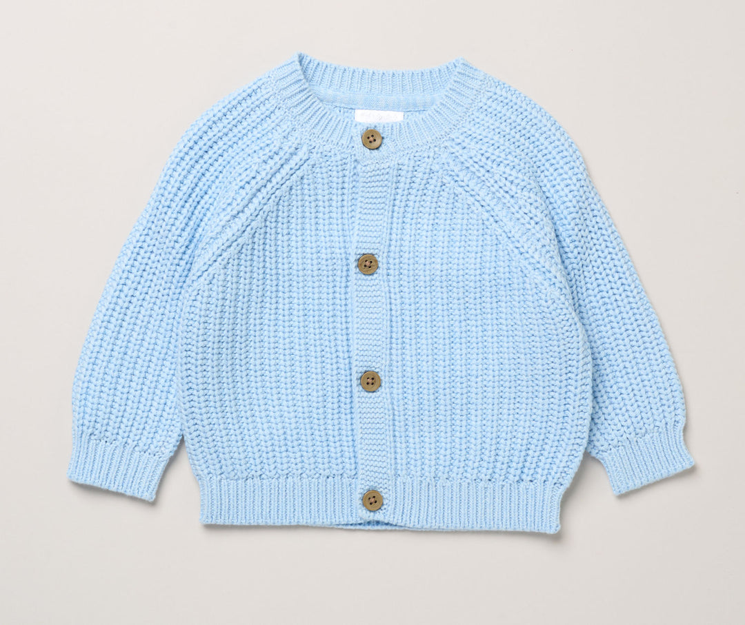 Sky Blue Teddy Club Cotton Cardigan