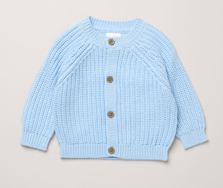 Sky Blue Teddy Club Cotton Cardigan