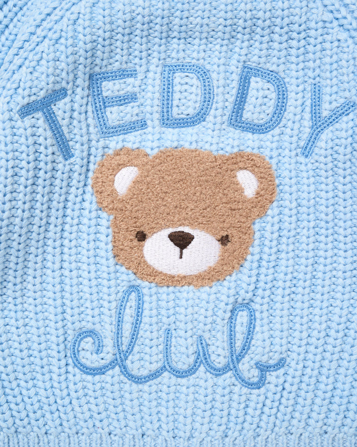 Sky Blue Teddy Club Cotton Cardigan