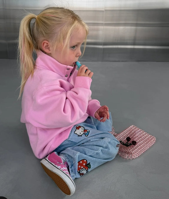 Kids Snap Collar Sierra Sweatshirt in Pink Blossom