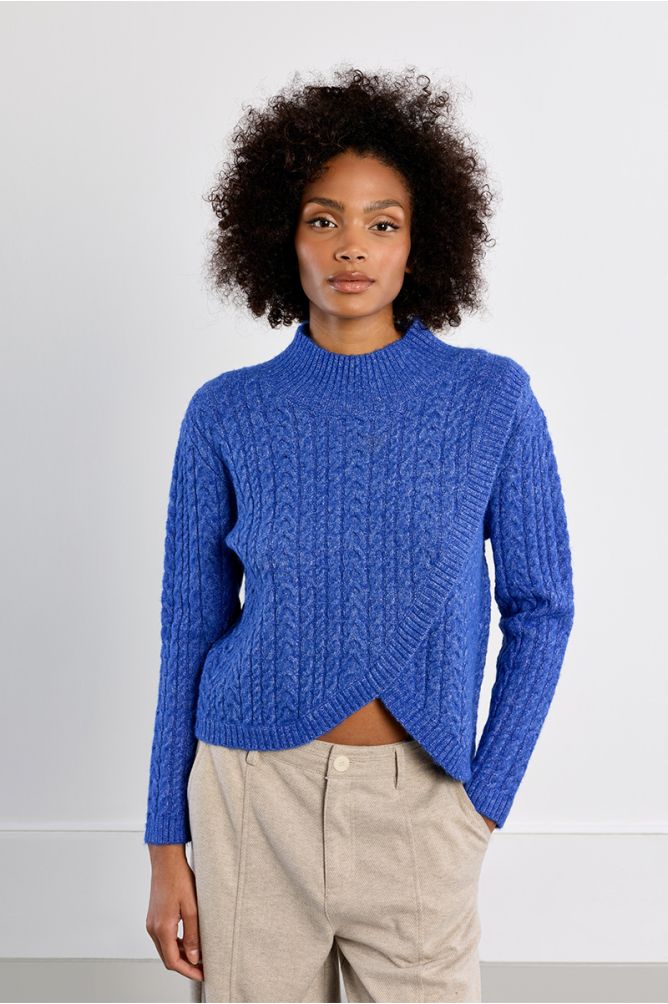 Asymmetric Cable Knit Sweater