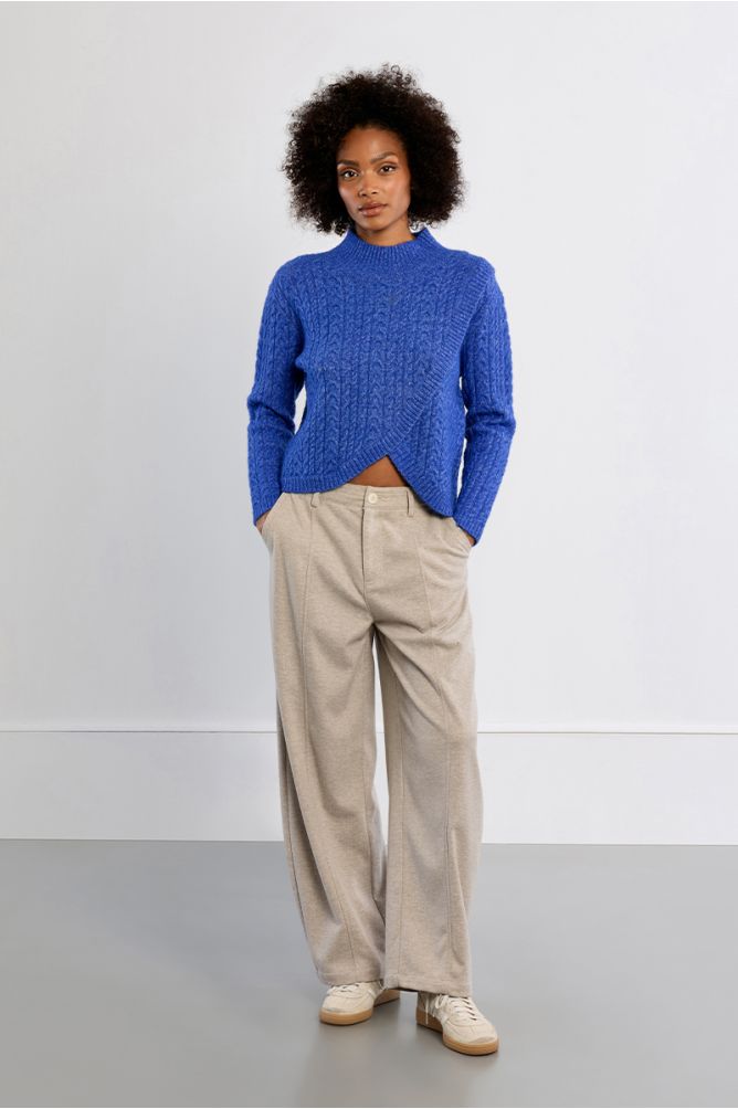 Asymmetric Cable Knit Sweater