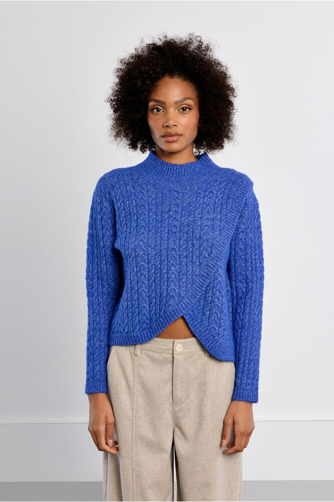 Asymmetric Cable Knit Sweater